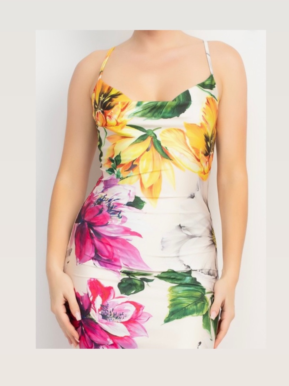 Cowl Neck Slit Cami Maxi Dress - Picture 3 of 4